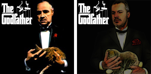 Marlon Brando [links] Schroeder Corleone [rechts]